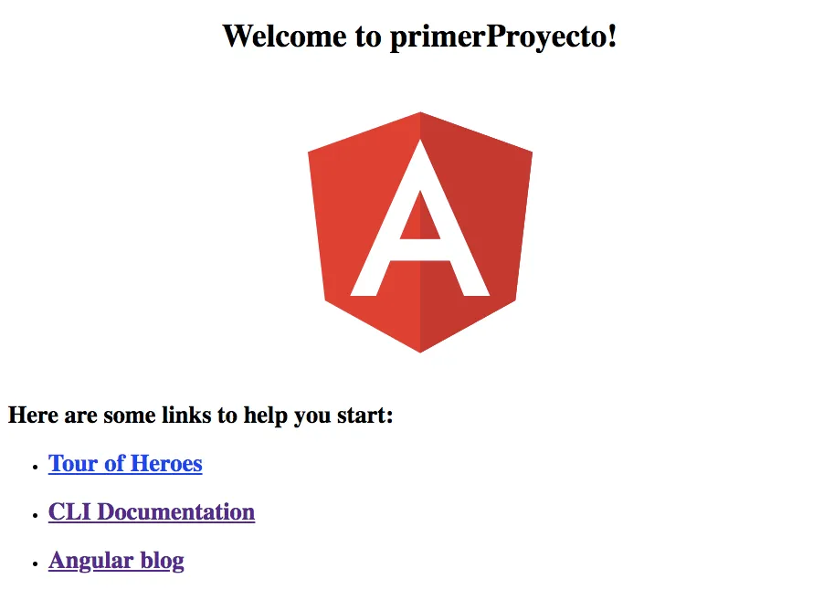 Our "firstProject" Application - localhost:4200